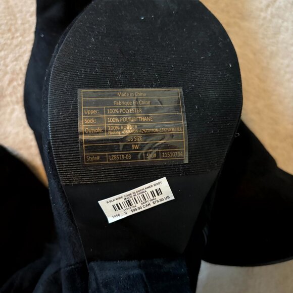 Torrid Black Slouch Knee High Boots Women’s 9W Wide Faux Suede Cone Heel - Picture 4 of 6